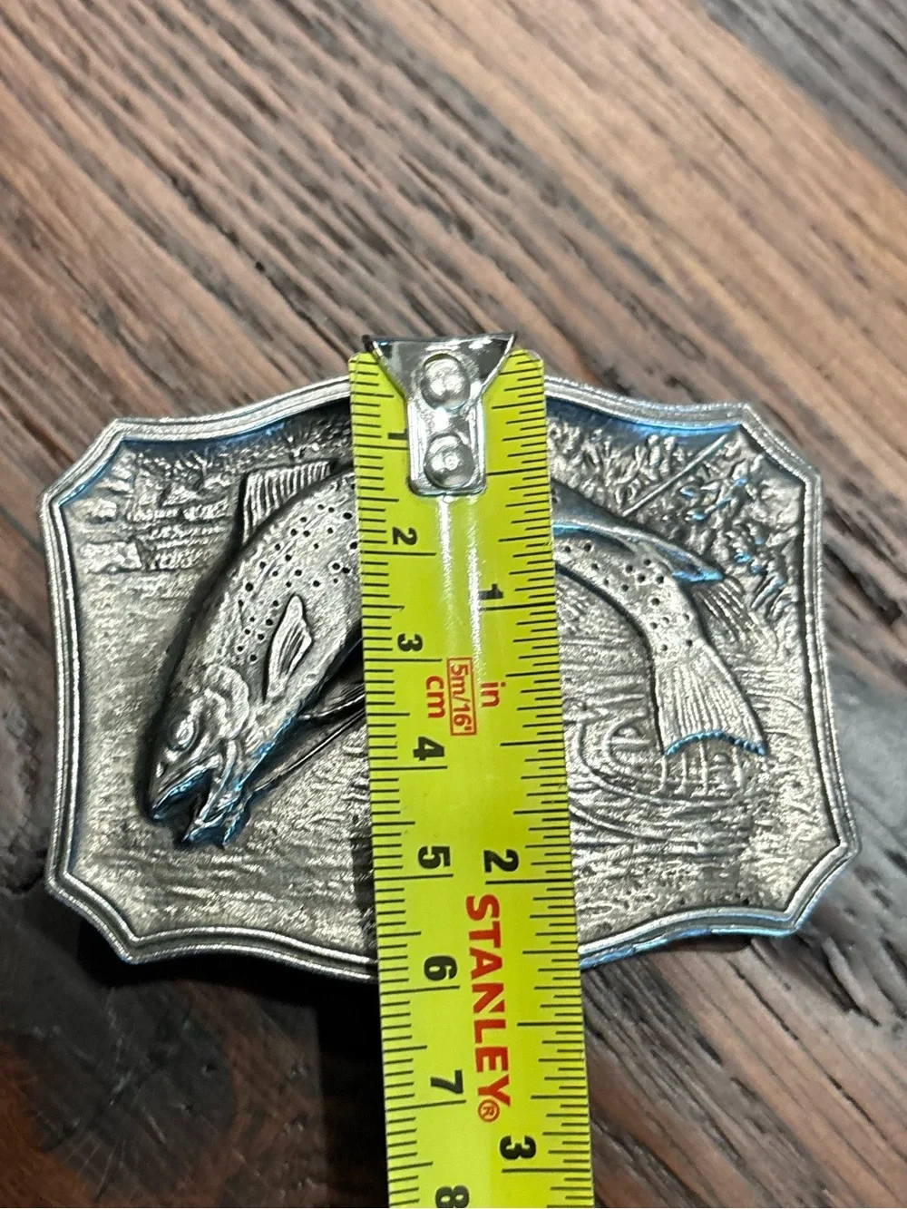 Vintage Jumping Trout Fisherman Belt Buckle, Artist James Lind, Wyoming Studios